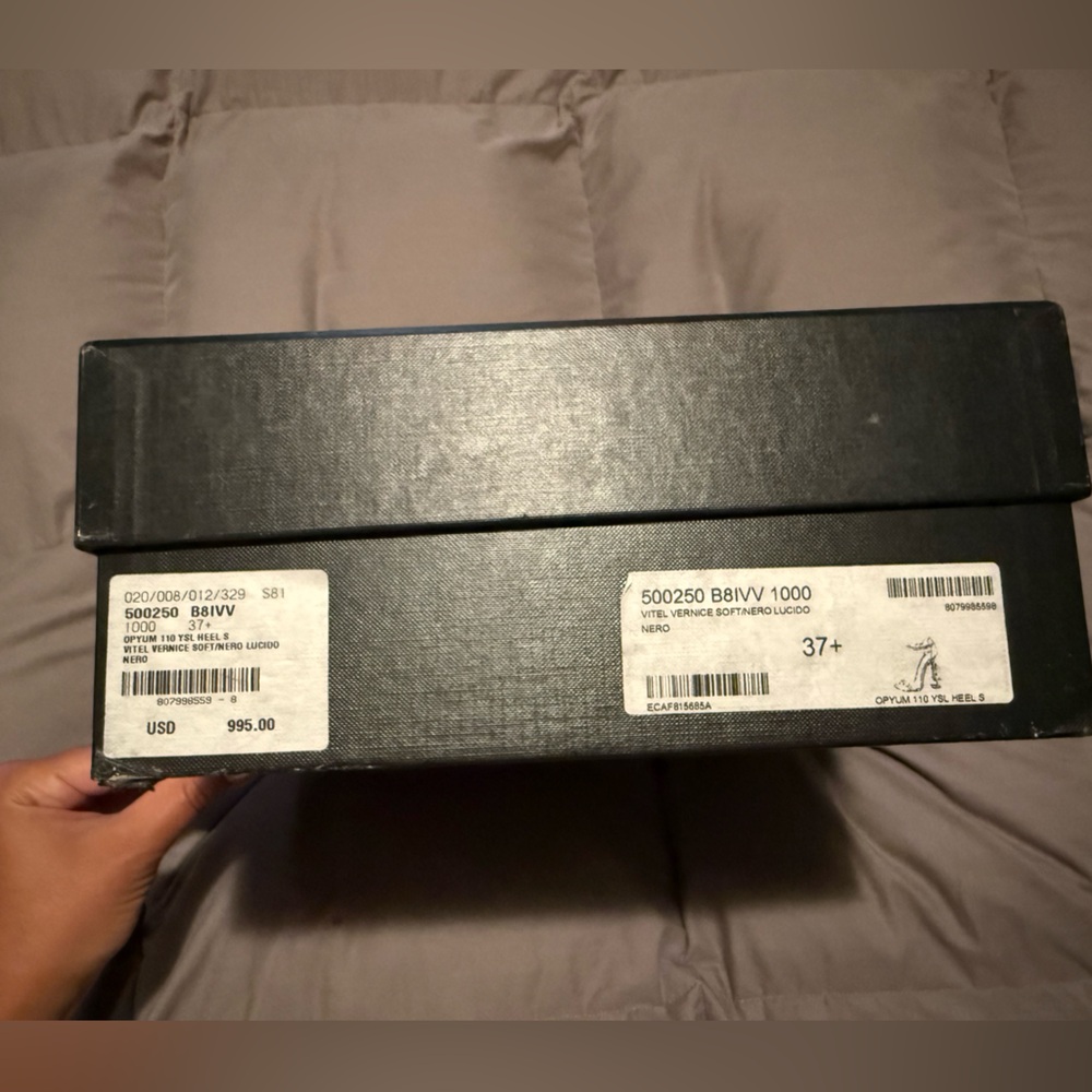 Saint Laurent Black YSL Logo-Heel Sandals - Picture 11 of 11